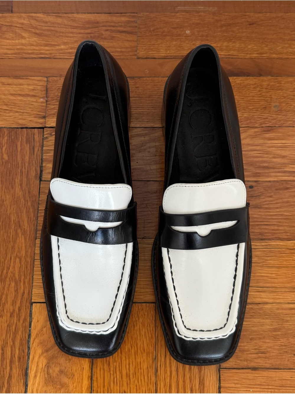 Jcrew Black & White Leather Penny Loafers